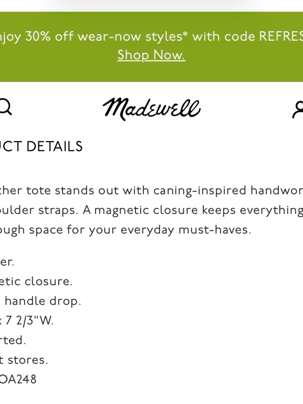 Madewell Dark Brown Woven Leather Tote - Picture 6 of 7